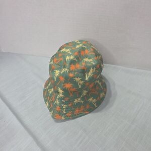 Kids Green Bucket Hat with Orange and Cream Palm Trees